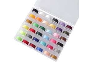 DGTANGYIN 36Pcs Bobbins and Sewing Threads with Bobbin Case, Sa156 Bobbins Plastic with Case for Brother, Bro-Ther, Singer, Sewing Machine Accessories (Multi-Color)