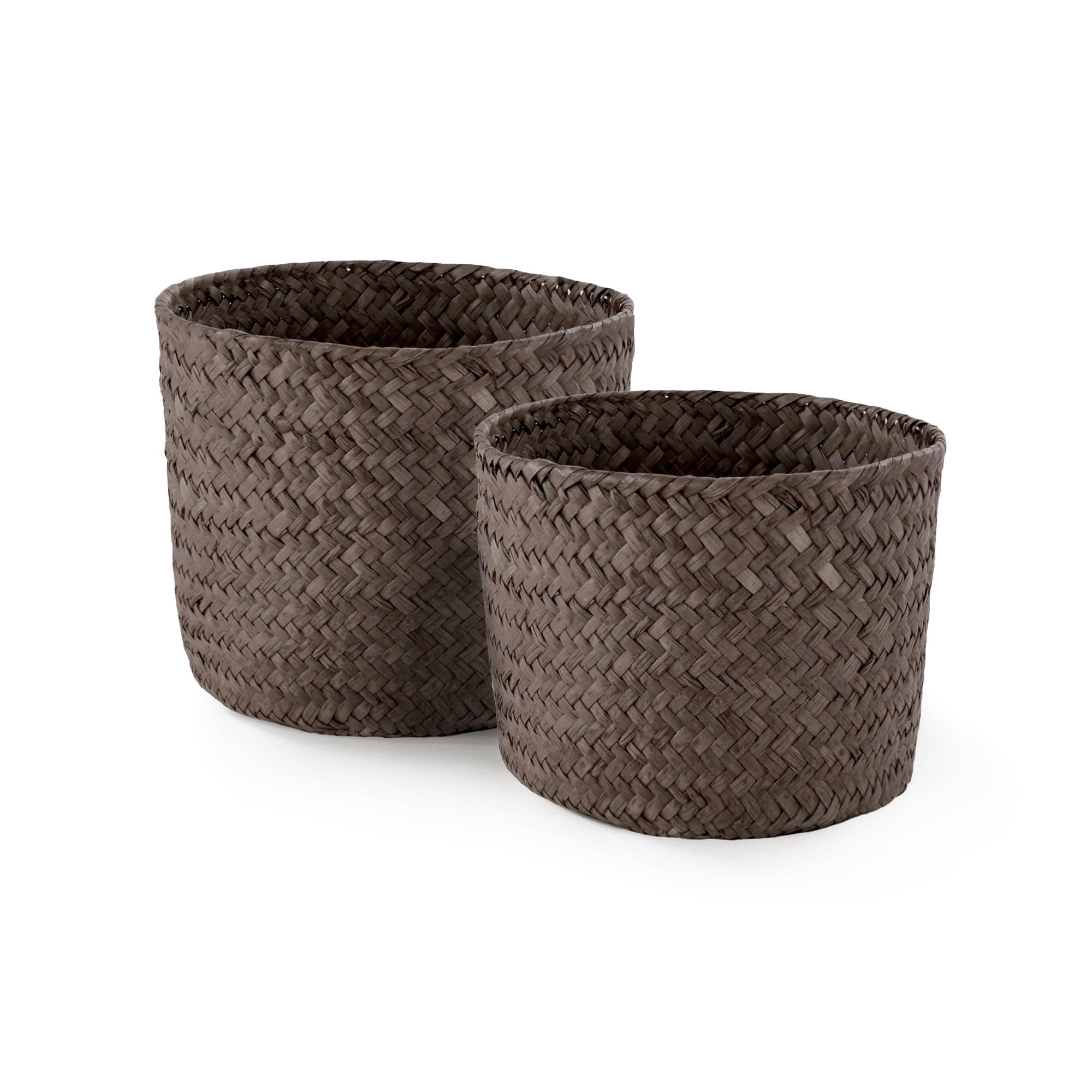 Compactor Round Woven Storage Baskets, Set of 2, Mika Range, Seagrass Material, Small and Large, Brown, Product Code RAN6532