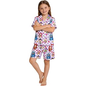 Juebm 2pcs Girls Shorts Set Silk Fabric Short Sleeve Tee Shirt Short Sleeve Top Shorts Music Outfit 4-12Y