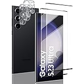 MP-MALL 2+2 Pack For Galaxy S23 Ultra Screen Protector + Tempered Glass Camera Lens Protector 2 Pack, 9H Tempered Glass, Ultrasonic Fingerprint Support, HD Clear, For S23 Ultra 5G