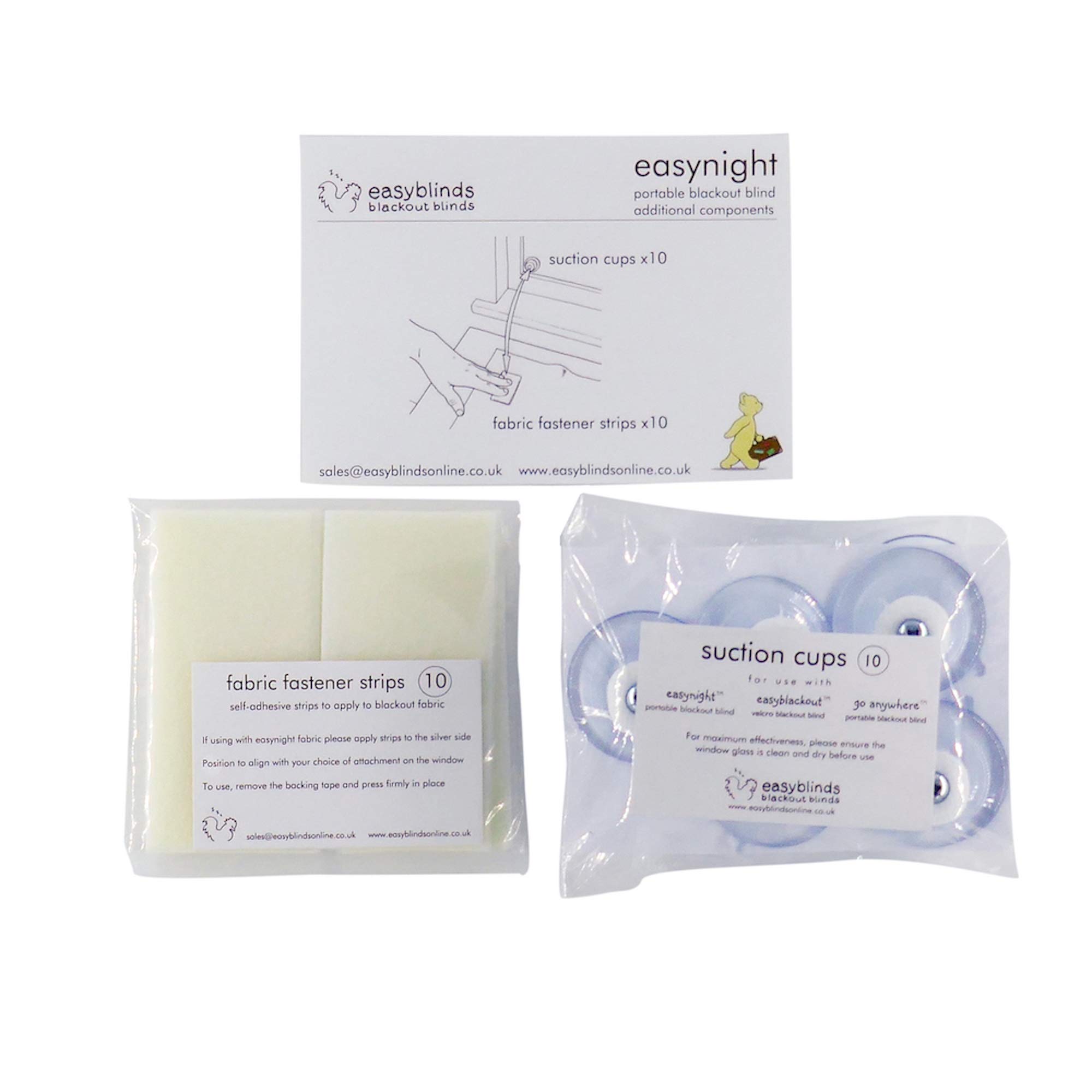 Easyblinds easynight Blackout Blind Accessories, Fabric Fasteners and Suction Cups