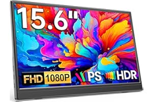 KQC Portable Monitor 15.6" 1080P FHD IPS Display, Ultra-Slim USB-C HDMI Travel Monitor with Kickstand, Zero Bezel Screen Extender for Laptop, Mac, Phone, PS, Xbox, Switch Gaming