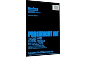 Bienfang Parchment 100 Tracing Paper Pad, 9" x 12", 50 Sheets, 24lb (40gsm) for Pencils, Pen, Marker, Charcoal, Pastel, Trace, Preliminary Drawing and Overlay