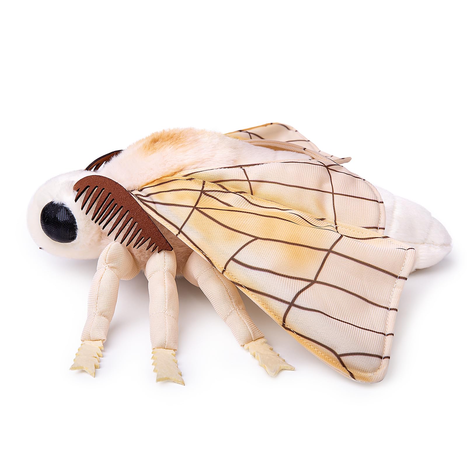 Tiny Heart Silk Moth Stuffed Animal 38cm/16โ Realistic Plush Toy Lovely Animal Insect Cute and Soft Gifts for Kids Bedtime Companion Plushie Collection Interactive Play Yellow