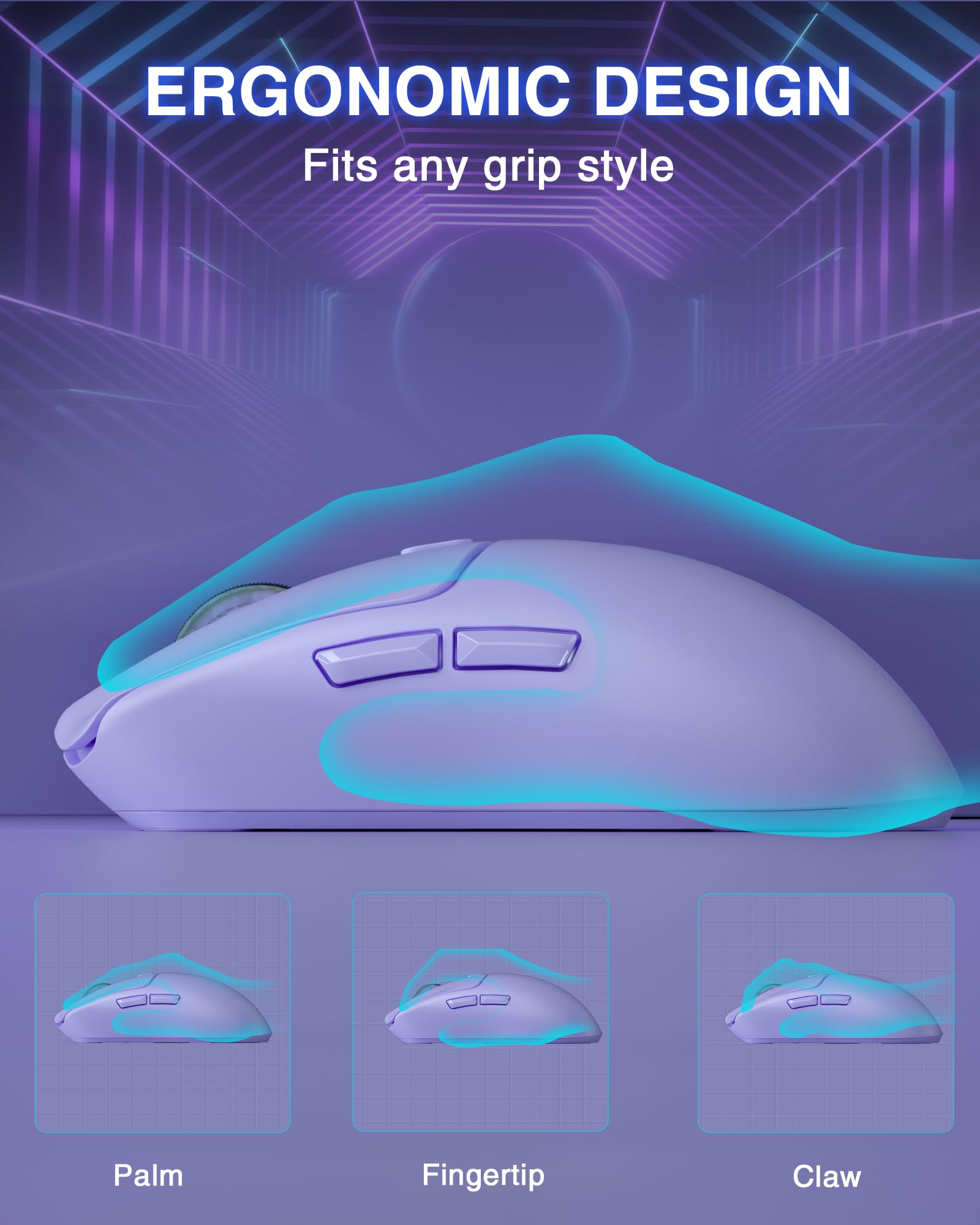 AULA SC580X Wireless Gaming Mouse, Tri-Mode 2.4G/BT5.0/USB-C Gaming Mice with 12000 DPI, 6 Programmable Buttons, Rechargeable Computer Mouse for Laptop/PC/Mac/Tablet