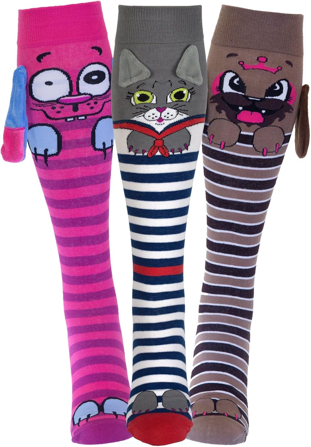 Women's Socks with Ears 3 pairs & Grippy Soles (Dog, Cat and Bunny