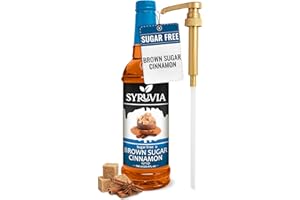 Syruvia Sugar Free Coffee Syrup, Brown Sugar Cinnamon Flavored Syrup for Drinks, Lattes, and Desserts – 25.4 fl oz, With Pump