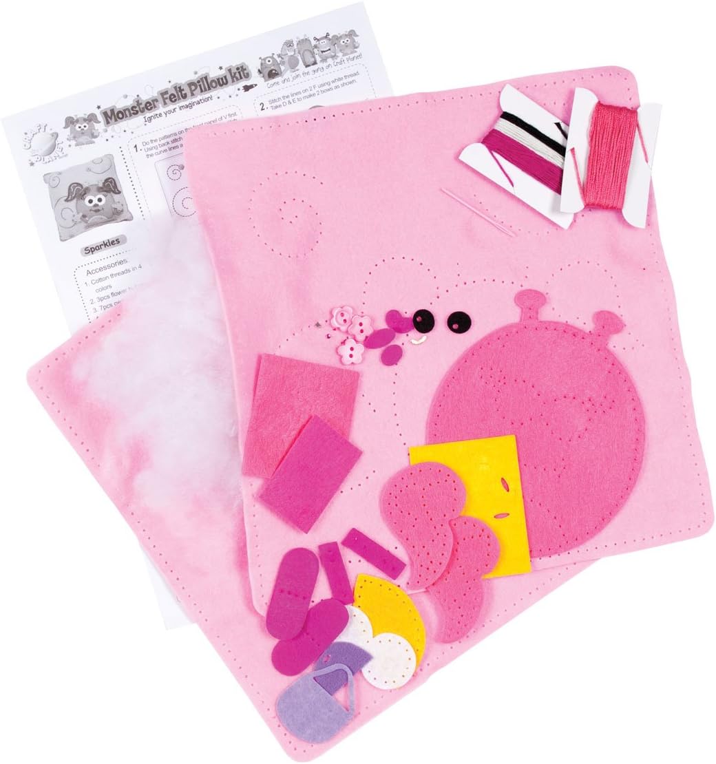 Amazon Com Craft Planet Sparkles Felt Monster Pillow Kit Kitchen