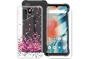 Phone Case for Umidigi Bison X10 Pro (6.53") with [1 X Tempered Glass Screen Protector], HHUAN Clear Soft Silicone Bumper Cover, for Umidigi Bison X10 Pro TPU Shockproof Shell - Red Heart