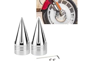 SEPPDMV Motorcycle Front Axle Nut Covers 3.6" Spike Front Axle Caps Compatible for Harley Touring Street Road Electra Tri Glide Road King Fat Boy Dyna Sportster (Chrome)