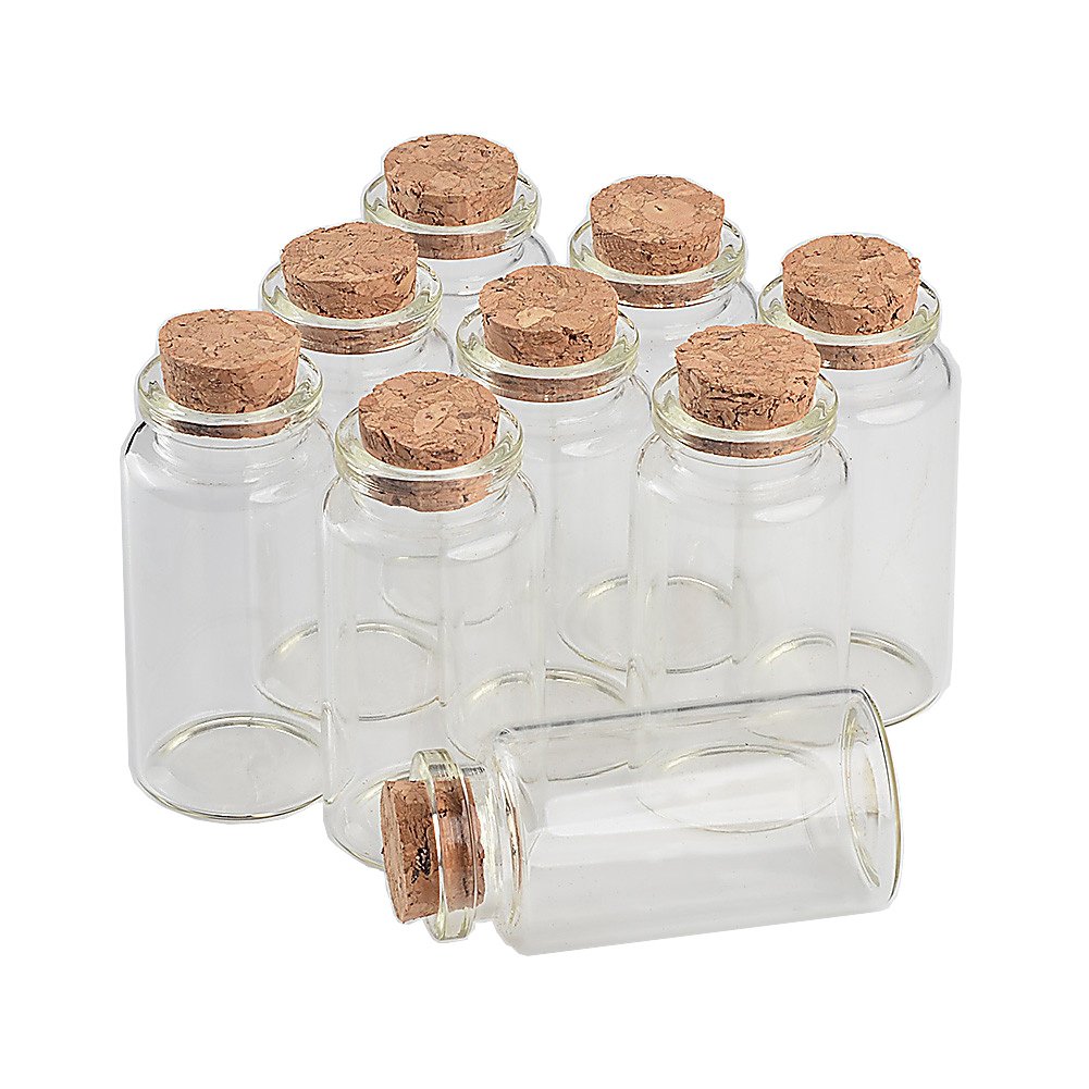 Jarvials Empty Mini Bottle with Cork Stopper 25ml Glass Jars idea for Wedding Small Wishing Bottles Wholesale (50, 25ml)