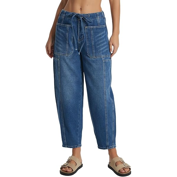 パンツ enof expandable denim pants L EZAPINE Women Loose Baggy Jeans Barrel Jeans Boyfriend Denim Pants