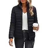 YUCOLEN Women's Puffer Jacket Quilted Winter Coat Padded Stand Collar Full-zip Warm Lightweight Puffer Coats