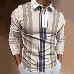 WalGRHFR Male Casual Autumn Striped Splice Printed
