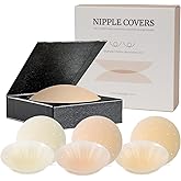 Gexloryn 3 Pairs Reusable Nipple Covers for Women, Silicone Pasties, Invisible Sticky Bra for Wedding Dress with Box