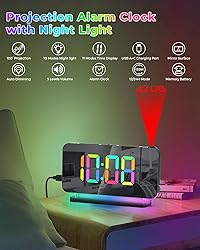 SZELAM Projection Alarm Clock, 7.4 in Digital