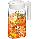 Amazing Abby - Slim Mini - Tritan Pitcher (48 oz), Unbreakable Plastic Water Pitcher with Lid, BPA-Free, Heat-Resistant, Dishwasher-Safe, Great for Iced and Hot Drinks, Indoors and Outdoors, White