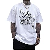 SOLY HUX Men's Graphic Short Sleeve T-Shirt Gothic Skull Print Crew Neck Tee Tops Streetwear