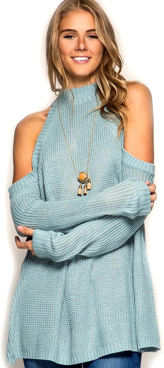 long sleeve cold shoulder sweater