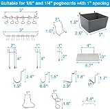 FRIMOONY 140pc Pegboard Hooks Assortment, Bins, Locks for Tool Organizing view 3