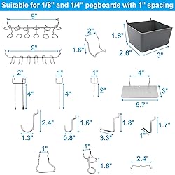 FRIMOONY Pegboard Hooks Assortment with Pegboard