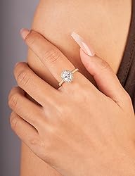 Oivley 1.5CT Oval Halo Engagement Rings for