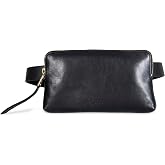 AllSaints Women's Leather Zip Belt Bag, Removable Zip Pouch for Hands-Free Carrying, 25 MM, Large/X-Large, Black