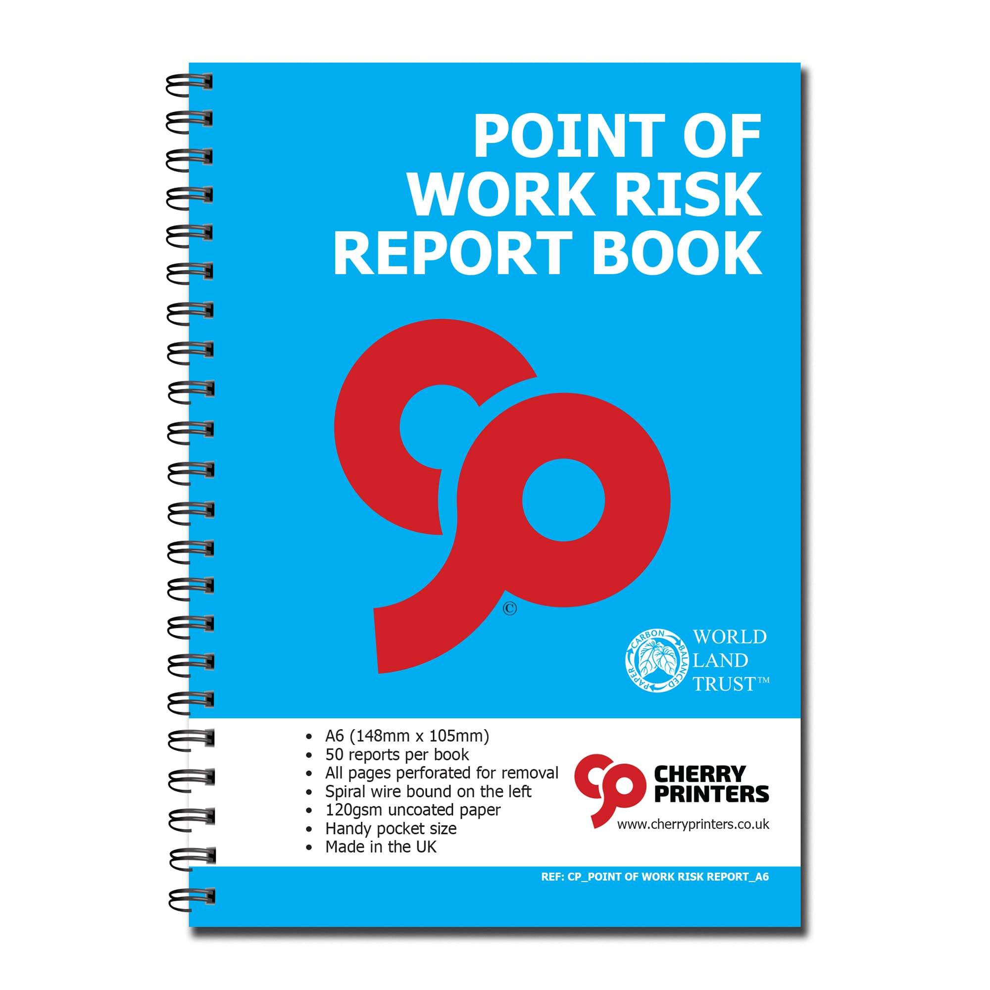 Cherry Printers Point of Work Risk Assessment Book A6 | POWRA Safety Checklist Booklet | 50 Perforated Reports | Spiral Bound Workplace Inspection Log | Construction Site Health & Safety Record UK