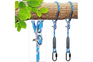 BeneLabel Tree Swing Ropes, Hammock Tree Swings Hanging Straps, Adjustable Extendable, for Outdoor Swings Hammock Playground Set Accessories, 6 1/2ft(79"), Diameter 1/2", 2 Pack, Blue