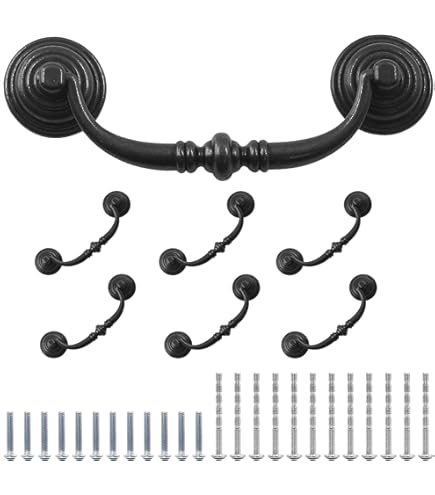 Antique Bronze Drawer Pulls 4.5" C-C - Vintage Swing Handle Cabinet Knobs For Dresser & Furniture