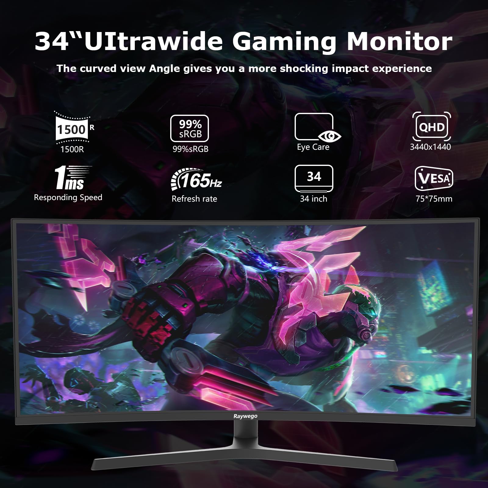 Mua Raywego 34 Inch Ultrawide Monitor 3440 x 1440P Curved Gaming ...