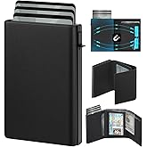 GAOCHALE Wallet for Men Pop up Card Holder, Smart, Slim, Minimalist Design for Front Pocket, Premium RFID Blocking, 10-14 Card Capacity | ID Window | Cash Slot(Black)