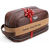 emissary Leather Men's Travel Toiletry Bag, Water Resistant Travel Bathroom Bag Men's Shaving Kit, Valentines Day Gifts for Men, Travel Kit Small Bags for Men, Shaving Bag for Travel Accessories