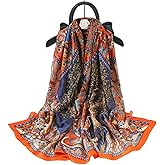 Myneiyi Fashion Scarves Scarf 100% Silk Feeling Scarf Silk Like Scarves Long Lightweight Sunscreen Shawls for Women