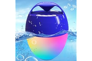 KINGSOM Portable Bluetooth Pool Speaker,Hot Tub Speaker with Colorful Lights,IP68 Waterproof Floating Speaker,360° Surround Stereo Sound,85ft Bluetooth Range,Hands-Free Wireless Speakers for Shower Spa Home