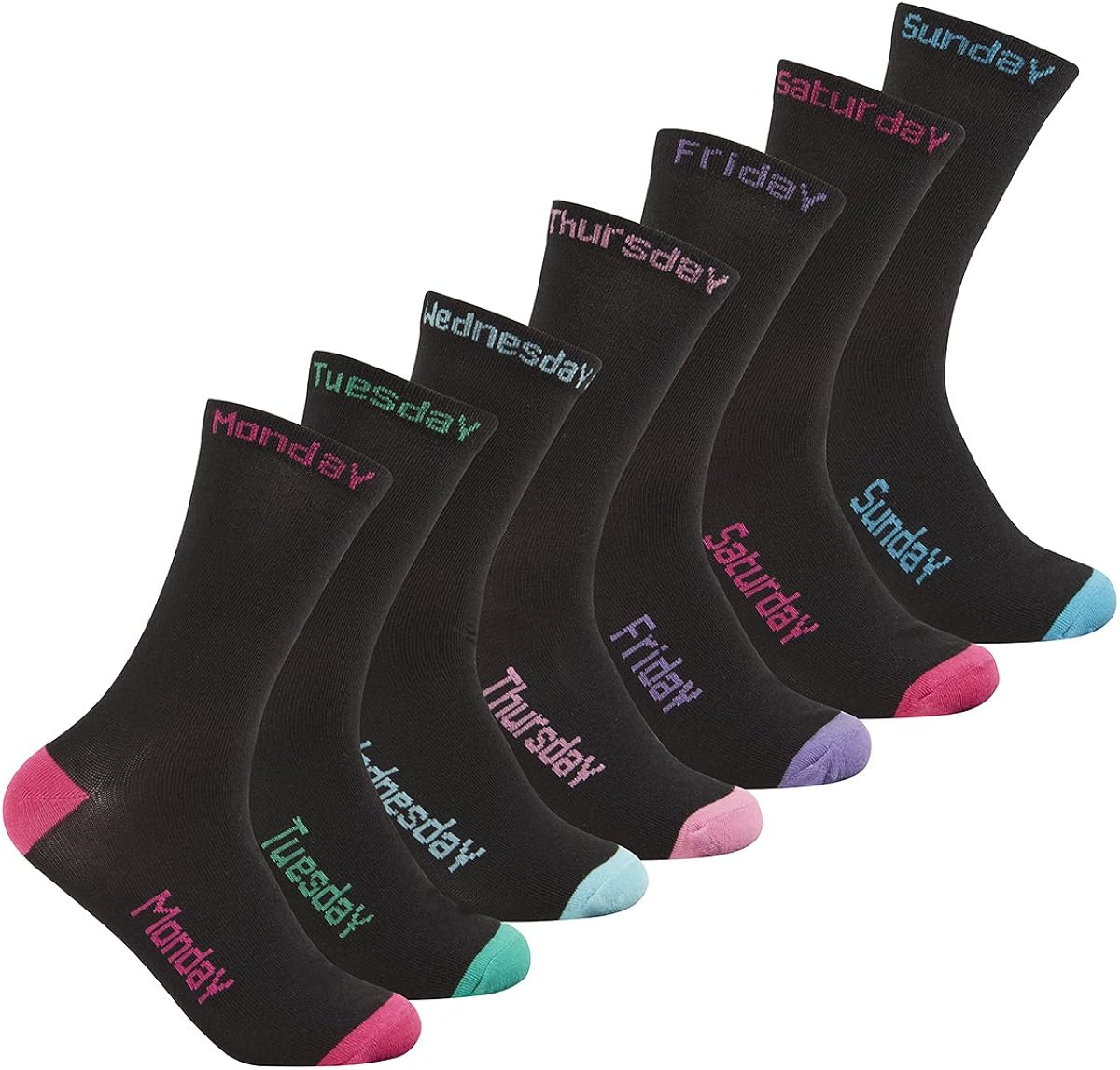 COTTONIQUE Ladies Days Of The Week Socks (7 & 14 Pair Multipack) Size