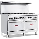 Commercial 60" Gas Range with Oven, 10 Open Burners and Under Full Size Oven 300000 BTU &amp; 33000 Static Oven,NG/LPG Conversion kit, Manual Gas Valve,Freestanding Gas Range for Restaurants