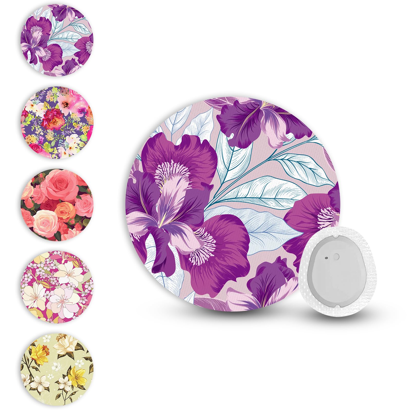 Photo 1 of 20Pcs Dexcom G7 Over Patches Waterproof & Sweatproof, Latex-Free Breathable Stelo Overpatches Lasting Up to 15 Days,5 Flower Patterns CGM Sensor Adhesive Patches No Hole