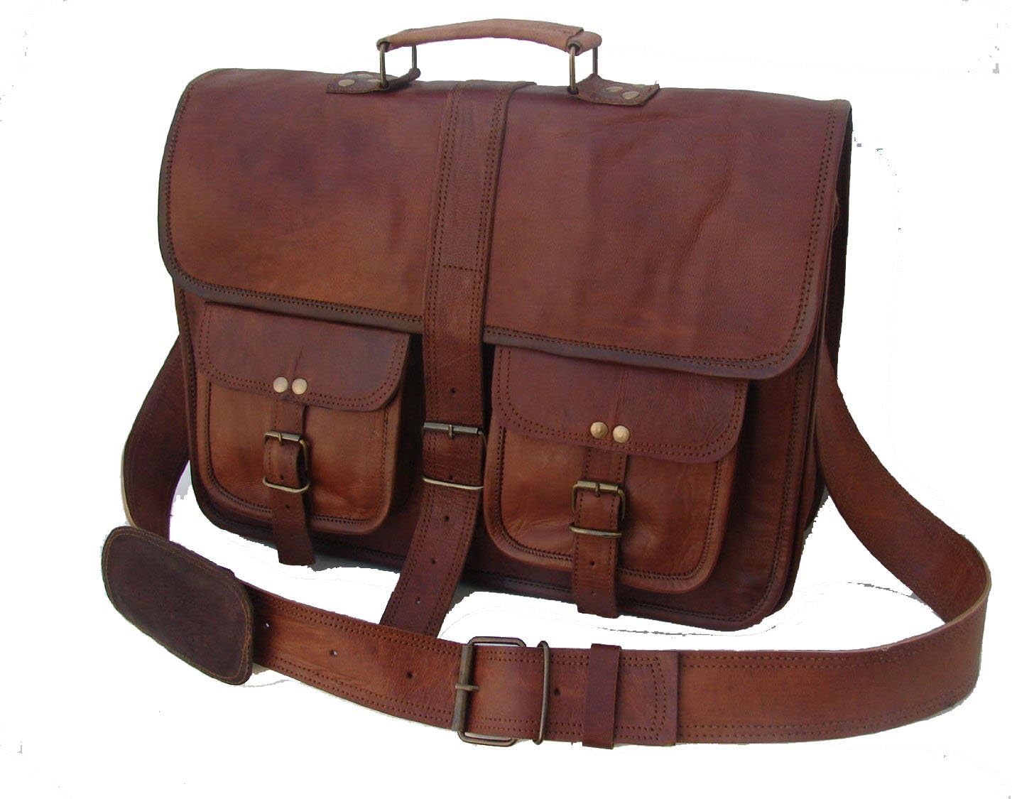 leather bags Vintage Soft Leather Messenger Brown Real Laptop Satchel Bag Genuine Briefcase