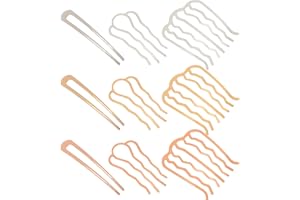Chanaco 9Pcs Metal Hair Side Combs French Hair Pin Updo Hair Accessories for Women U Shaped Hair Fork Hair Sticks for Buns Hair Combs for Styling Decorative Hair Combs Hairstyles for Long Thick Hair