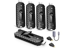 YOMAIS Wireless HDMI PRO- Transmitter and Four Receiver, Portable Multi-TVs Extender Kit, Plug and Play, Heat-Control, 5.8G/2.4G @60Hz 165FT/50M, Stream Video Wirelessly from Laptop to Multiple HDTVs/Monitor