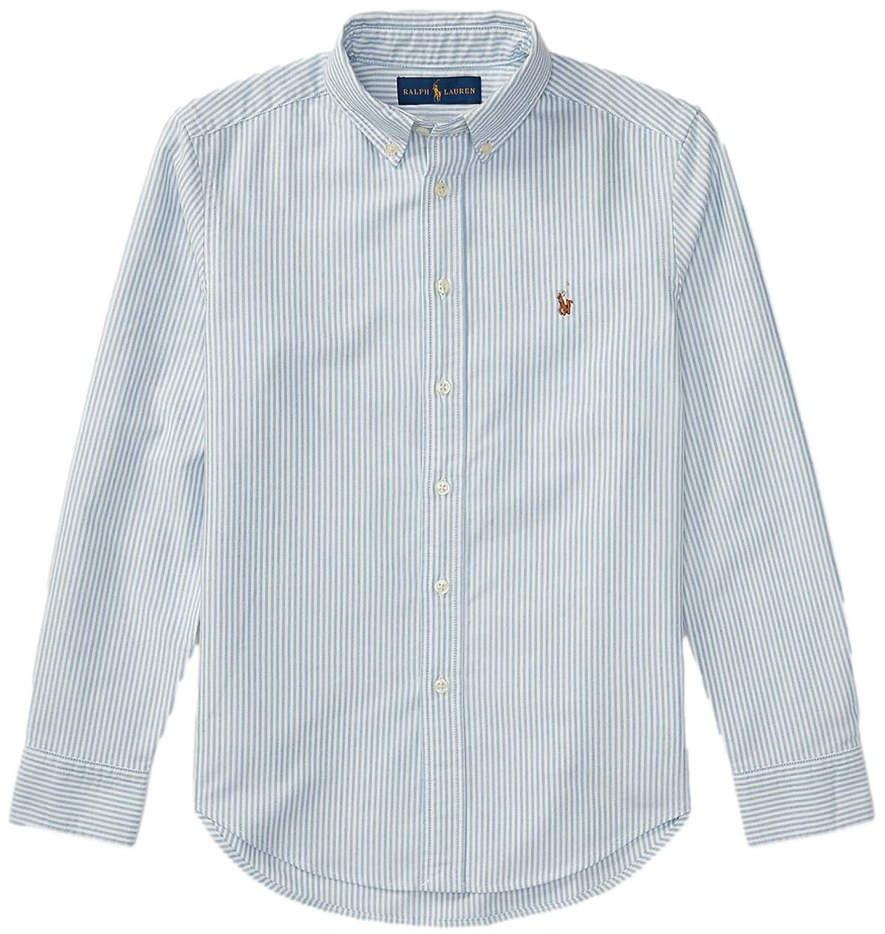 Photo 1 of Polo Ralph Lauren Kids Boy's Cotton Longsleeve Oxford Sport Shirt (L, StripeBlue)