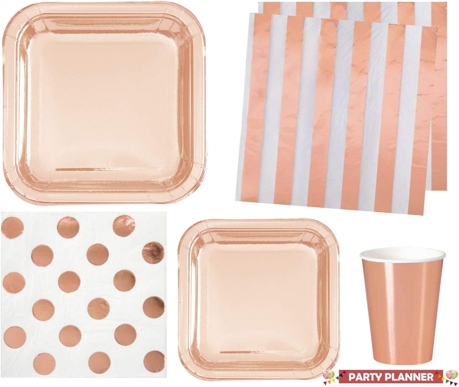 Rose Gold Party Supplies Tableware Kit Elegant Rose Gold Foil Napkins
