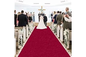 MODFUNS Burgundy Aisle Runner Rug 48" x15FT Velvet Aisle Runner for Wedding Maroon Party Carpet Rug Outdoor Decorations for Events Wedding Shower Indoor Floor Runner Aisle Banquet Walkway