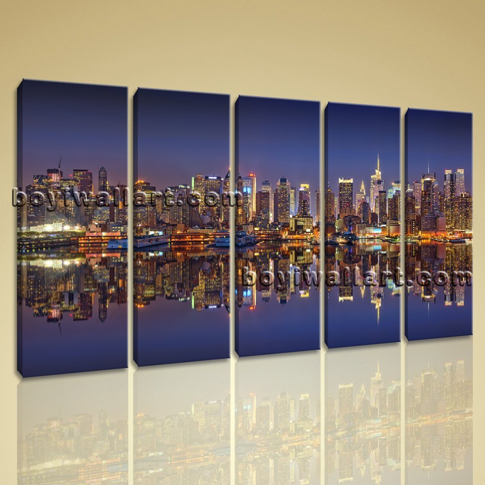 Large New York City Skyline Cityscape On Canvas Wall Art