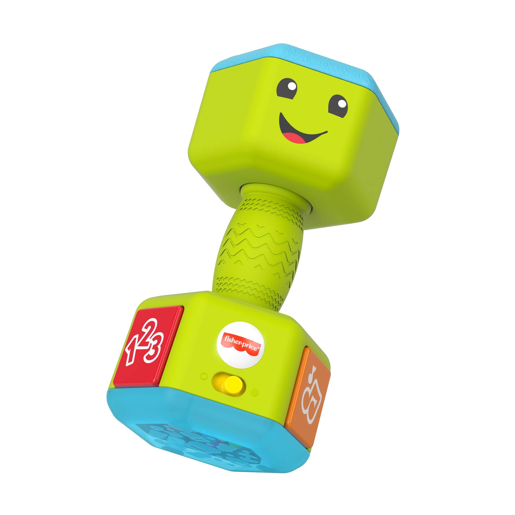 Fisher-Price Laugh & Learn Countin' Reps Dumbbell - UK English Edition, musical rattle toy with learning content for baby and toddler ages 6-36 months, GRF30,Multicolor,6.5 x 14 x 7.01 cm