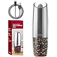 ARCSELONG USB-C Rechargeable Gravity Electric Salt and Pepper Grinder, Adjustable Coarseness, White LED Light, One-Touch Activation For Spices and More