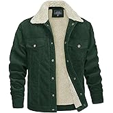 MAGNIVIT Men's Corduroy Fleece Cargo Jacket Winter Snap Button Lapel Sherpa Lined Trucker Cowboy Coat with 5 Pockets