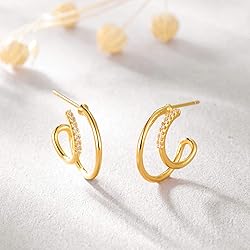 DREMMY STUDIOS Dainty Double Moon Stud Earrings for