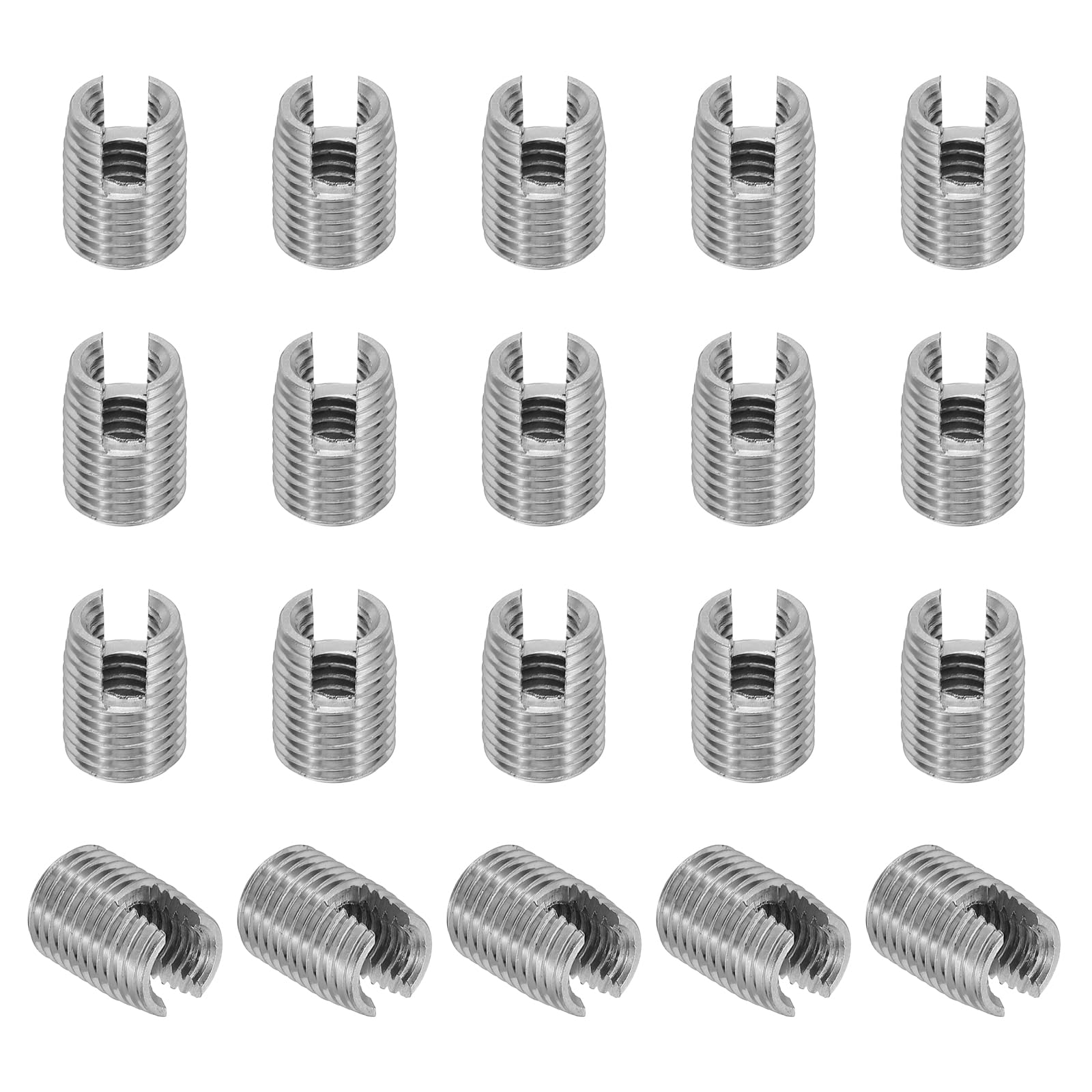 PATIKIL Self-Tapping Threaded Inserts, 20 Pcs M6 x M9 x 12mm 303 Stainless Steel Thread Adapter Reducer Slotted Screw Repair Inserts Nuts Sleeve